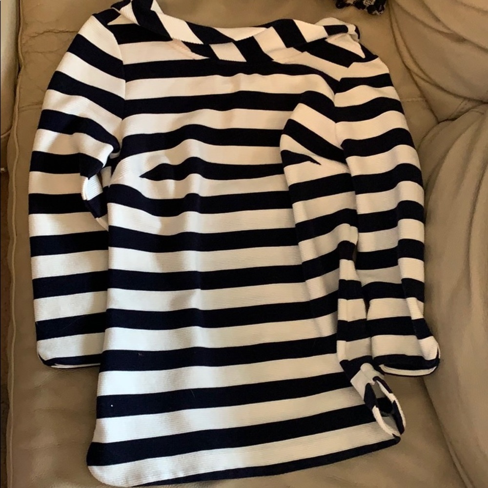 Boden Striped Top w/ Bateau Collar & Scoop Back